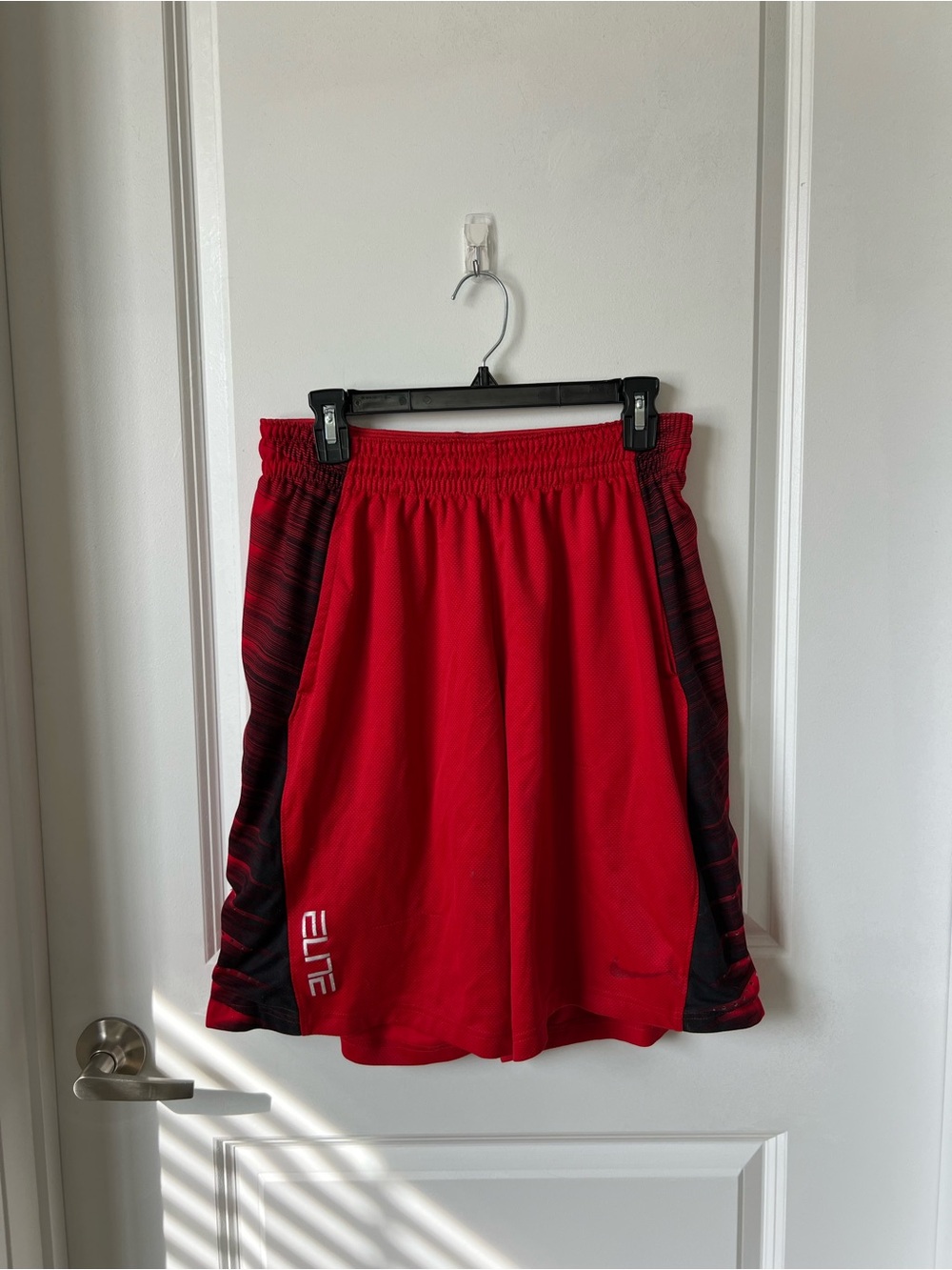 Nike Red Men's Athletic Shorts with Black Side Panels